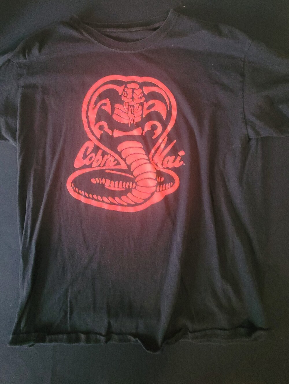 Cobra Kai Black T-Shirt with Red Cobra Graphic.. Official Tshirt Size Large